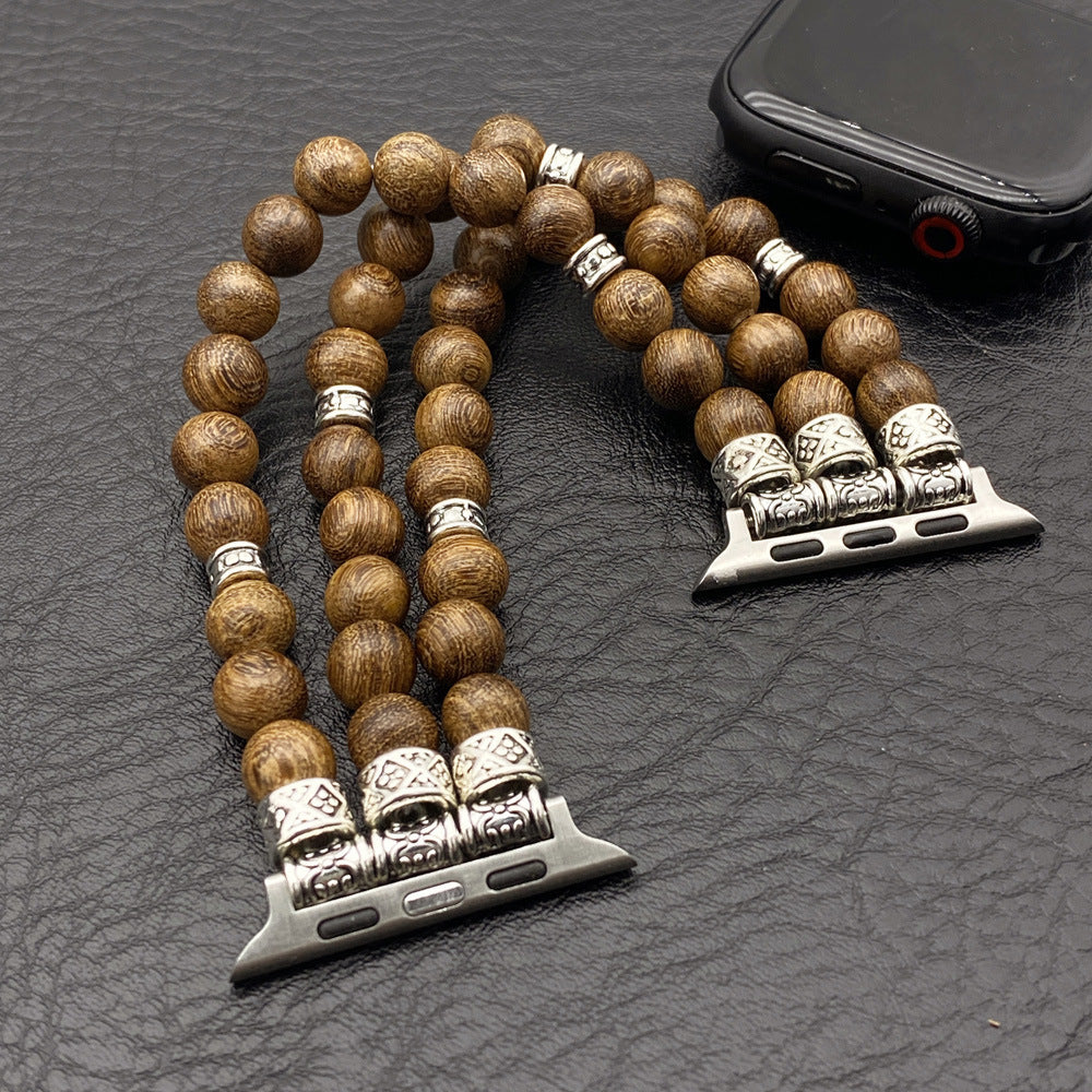 Wood Bead Bracelet With Strap