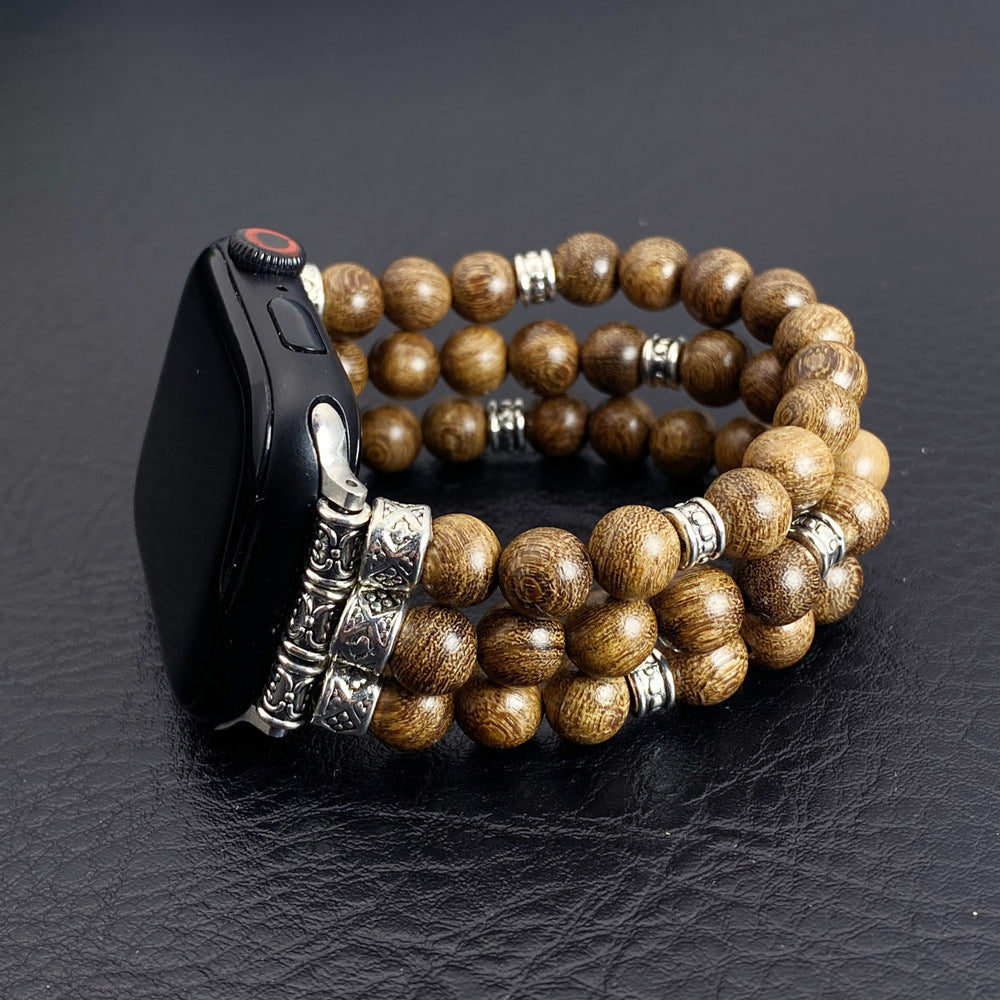 Wood Bead Bracelet With Strap